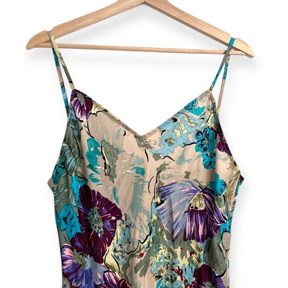 Vintage Partners Mervyns 100% Silk Floral Mini V Neck Slip Dress Women's Size M - Picture 3 of 6